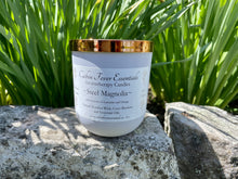 Load image into Gallery viewer, Steel Magnolia Coco-Beeswax Candle with Wooden Wick Scented with Essential Oils in Terra Glass Jar and Shiny Lid