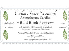 Load image into Gallery viewer, Bold Black Pepper 8 oz Coco-Beeswax, Wooden Wick, Aromatherapy Candle