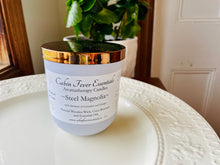 Load image into Gallery viewer, Steel Magnolia Coco-Beeswax Candle with Wooden Wick Scented with Essential Oils in Terra Glass Jar and Shiny Lid