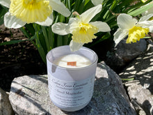 Load image into Gallery viewer, Steel Magnolia Coco-Beeswax Candle with Wooden Wick Scented with Essential Oils in Terra Glass Jar and Shiny Lid