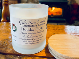 Holiday Home 8 oz Coco-Beeswax, Wooden Wick, Aromatherapy Candle