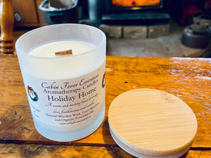 Holiday Home 8 oz Coco-Beeswax, Wooden Wick, Aromatherapy Candle
