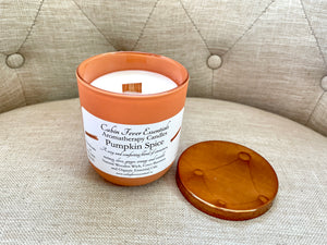 Terra Jar Collection Pumpkin Spice Coco-Beeswax Aromatherapy Wooden Wick Candle 8 oz