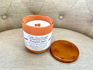 Pumpkin Spice Coco-Beeswax Aromatherapy Candle with Wooden Wick 8 oz