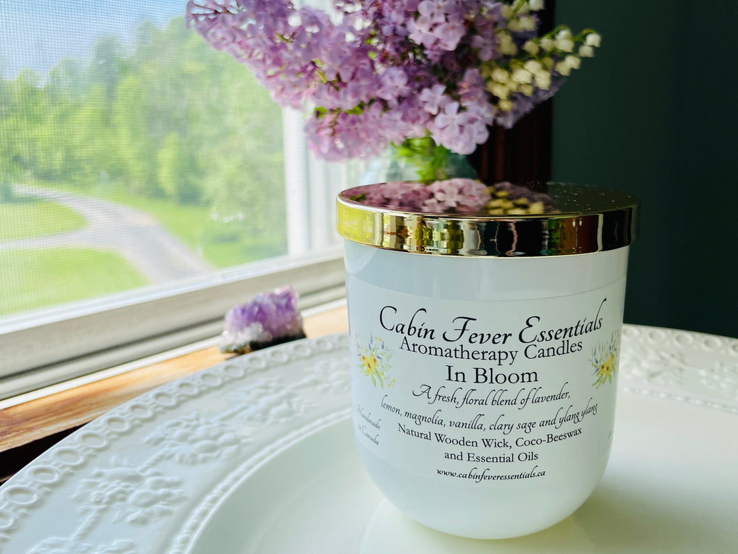 In Bloom 8 oz Coco-Beeswax, Wooden Wick, Aromatherapy Candle