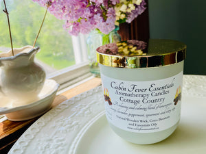 Cottage Country 8 oz Coco-Beeswax, Wooden Wick, Aromatherapy Candle