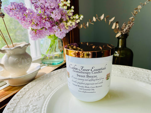 Sweet Breeze 8 oz Coco-Beeswax, Wooden Wick, Aromatherapy Candle