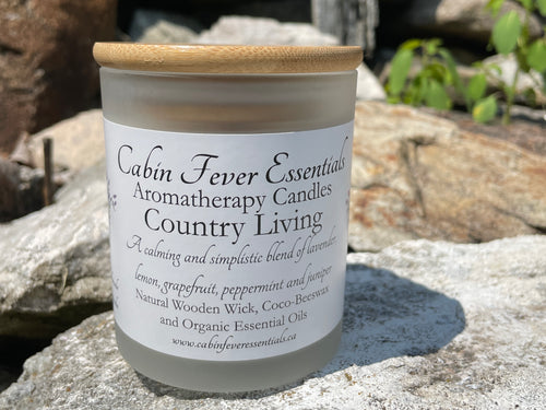Country Living 8 oz Coco-Beeswax, Wooden Wick, Aromatherapy Candle