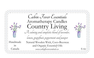 Country Living 8 oz Coco-Beeswax, Wooden Wick, Aromatherapy Candle