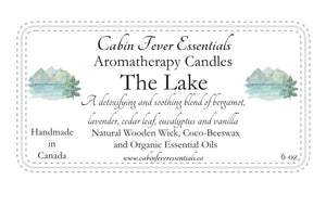 The Lake 8 oz Coco-Beeswax, Wooden Wick, Aromatherapy Candle
