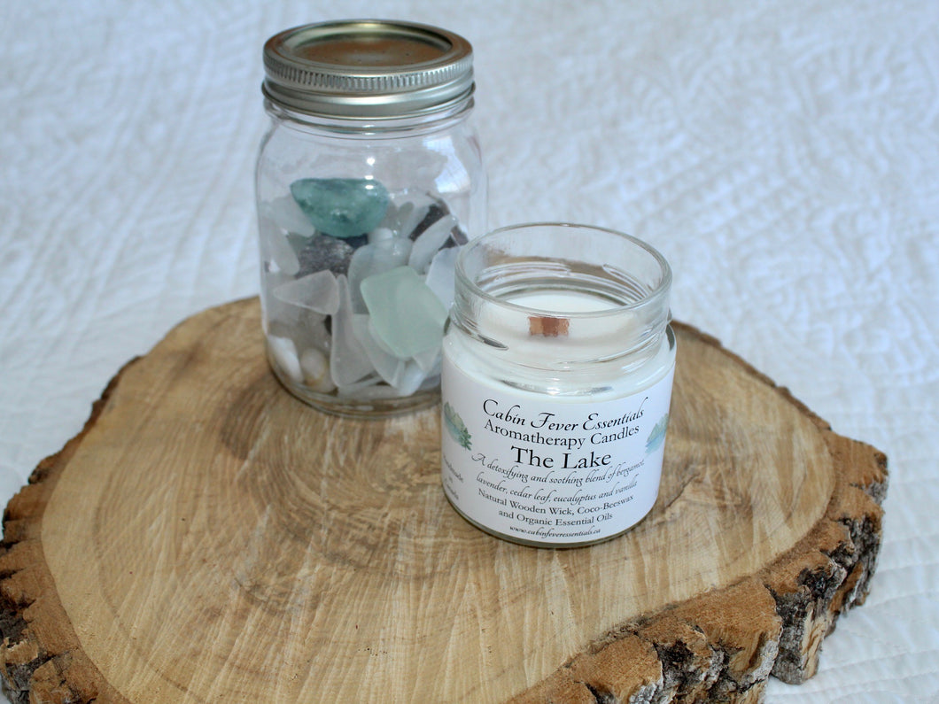 The Lake 8 oz Coco-Beeswax, Wooden Wick, Aromatherapy Candle