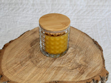 Load image into Gallery viewer, Pure Beeswax Candle in Luxury Textured Glass Jar With Wood Lid
