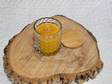 Load image into Gallery viewer, Pure Beeswax Candle in Luxury Textured Glass Jar With Wood Lid