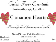Load image into Gallery viewer, Cinnamon Hearts Coco-Beeswax Aromatherapy Candle with Wooden Wick 8 oz