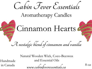 Cinnamon Hearts Coco-Beeswax Aromatherapy Candle with Wooden Wick 8 oz