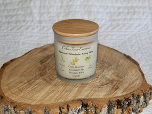 Coco-Beeswax Triple Essential Oil Note Candle with Wooden Wick in Frosted Glass Jar