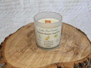 Coco-Beeswax Triple Essential Oil Note Candle with Wooden Wick in Frosted Glass Jar